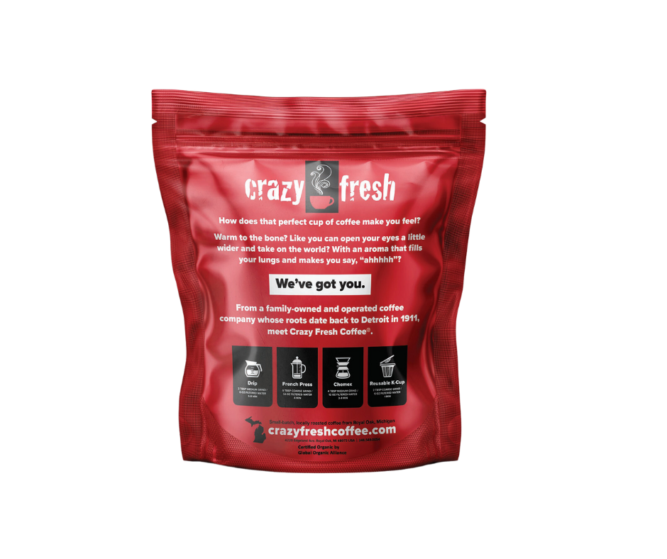 Crazy Fresh Organic House Blend coffee bag