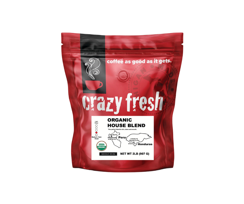 Crazy Fresh Organic House Blend coffee bag