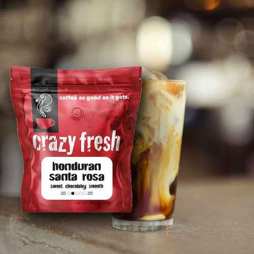 Crazy Fresh Cold Brew Honduran Santa Rosa with an iced coffee