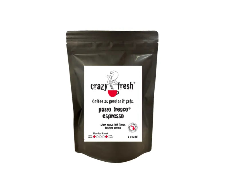 Crazy Fresh Pazzo Fresco Espresso 1 lb black bag