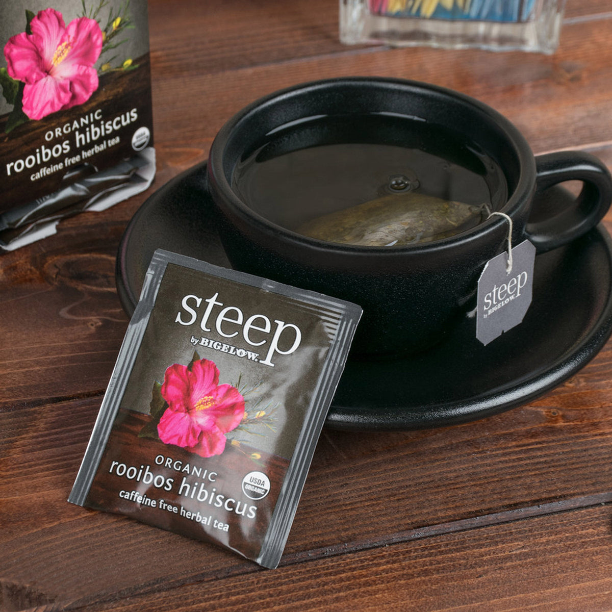 steep by Bigelow Organic Rooibos Hibiscus Herbal Tea box