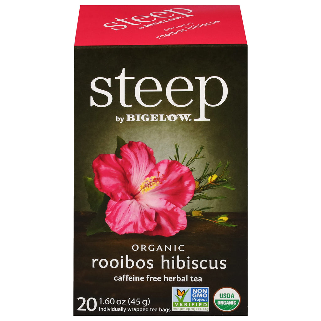 steep by Bigelow Organic Rooibos Hibiscus Herbal Tea box