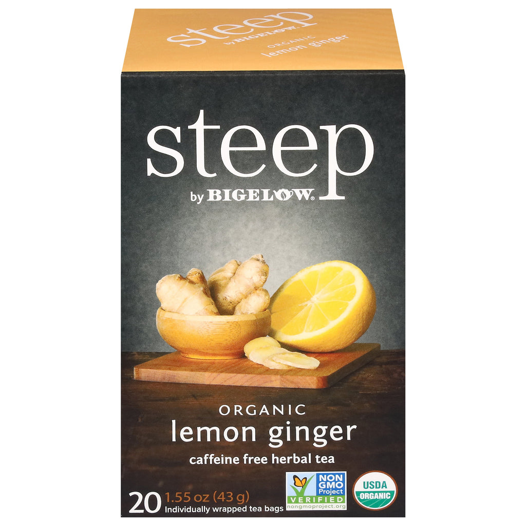 steep by Bigelow Organic Lemon Ginger Herbal Tea box